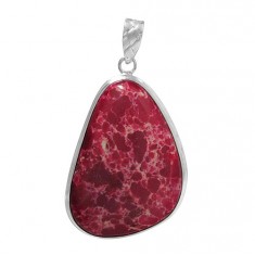 Free Form Pink Imperial Jasper Pendant, Sterling Silver