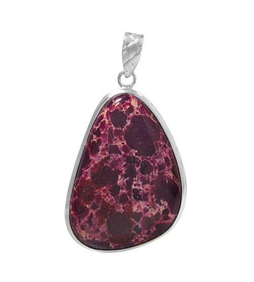 Free Form Purple Imperial Jasper Pendant, Sterling Silver