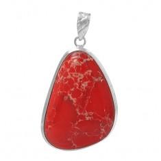 Free Form Red Imperial Jasper Pendant, Sterling Silver