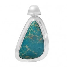 Free Form Blue Imperial Jasper Pendant, Sterling Silver