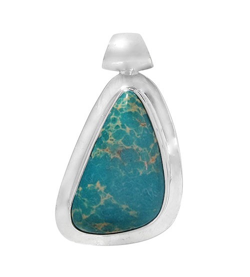 Free Form Blue Imperial Jasper Pendant, Sterling Silver