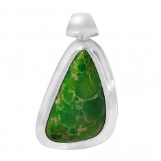 Free Form Green Imperial Jasper Pendant, Sterling Silver