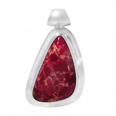 Free Form Pink Imperial Jasper Pendant, Sterling Silver