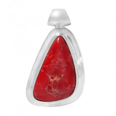 Free Form Red Imperial Jasper Pendant, Sterling Silver