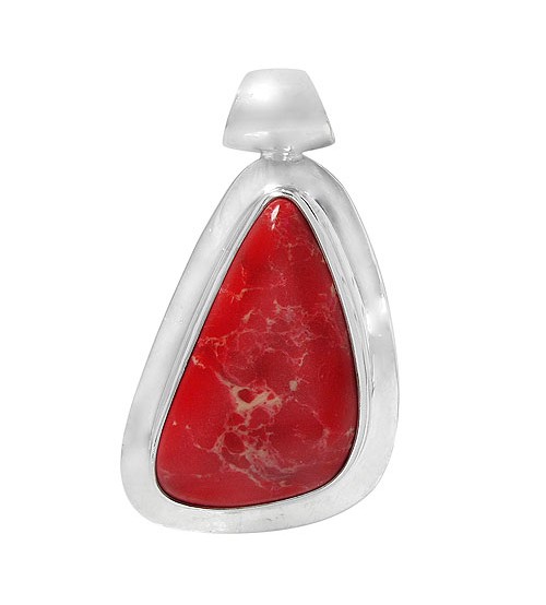 Free Form Red Imperial Jasper Pendant, Sterling Silver