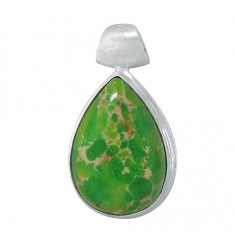 Teardrop Green Imperial Jasper Pendant, Sterling Silver