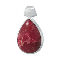 Teardrop Pink Imperial Jasper Pendant, Sterling Silver