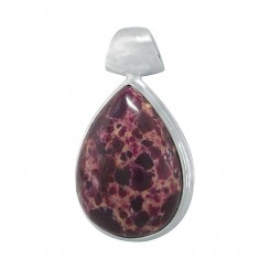 Teardrop Purple Imperial Jasper Pendant, Sterling Silver