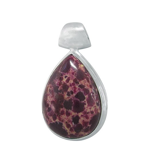 Teardrop Purple Imperial Jasper Pendant, Sterling Silver