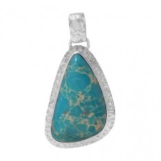 Free Form Blue Imperial Jasper Pendant, Sterling Silver