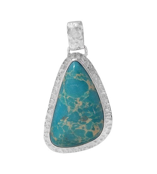 Free Form Blue Imperial Jasper Pendant, Sterling Silver