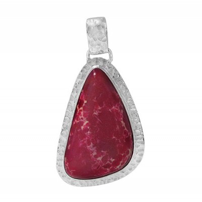 Free Form Pink Imperial Jasper Pendant, Sterling Silver