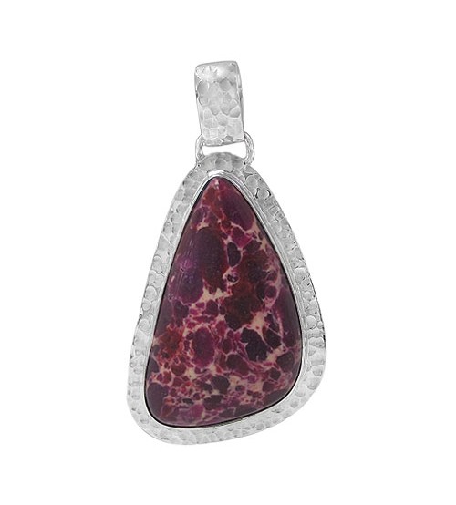 Free Form Purple Imperial Jasper Pendant, Sterling Silver