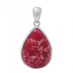 Teardrop Pink Imperial Jasper Pendant, Sterling Silver