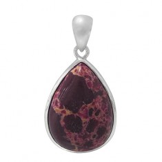 Teardrop Purple Imperial Jasper Pendant, Sterling Silver