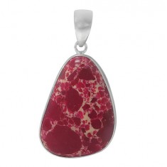 Free Form Pink Imperial Jasper Pendant, Sterling Silver