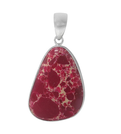 Free Form Pink Imperial Jasper Pendant, Sterling Silver