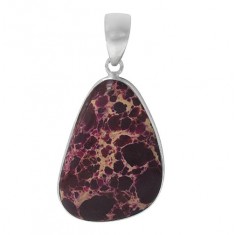 Free Form Purple Imperial Jasper Pendant, Sterling Silver