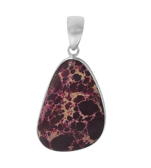 Free Form Purple Imperial Jasper Pendant, Sterling Silver