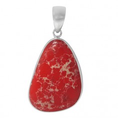 Free Form Red Imperial Jasper Pendant, Sterling Silver