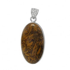 Oval Jasper Pendant, Sterling Silver