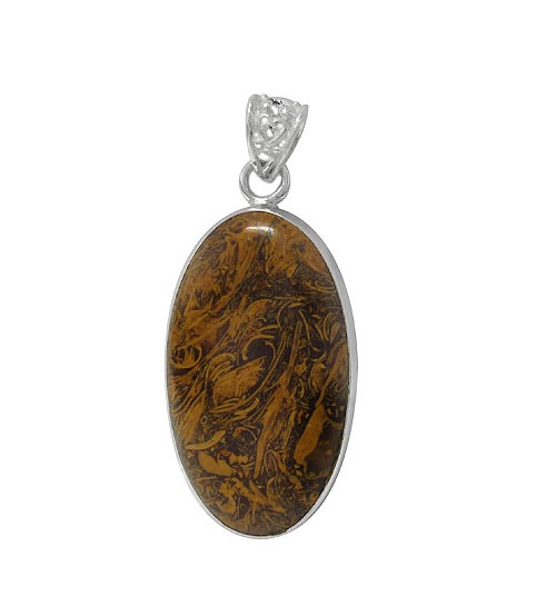 Oval Jasper Pendant, Sterling Silver