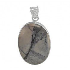 Oval Jasper Pendant, Sterling Silver