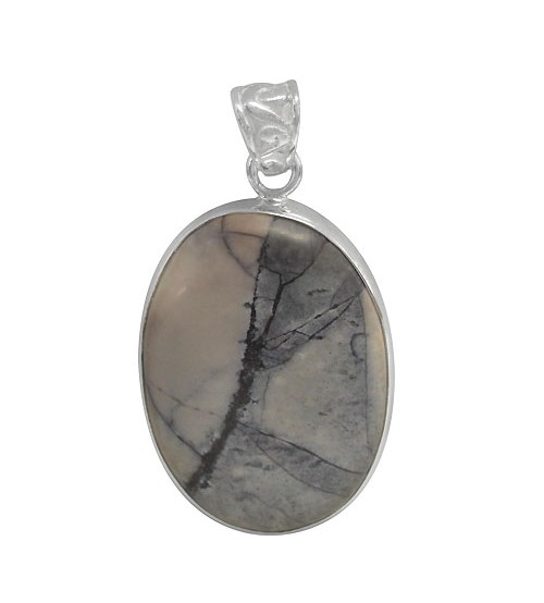 Oval Jasper Pendant, Sterling Silver