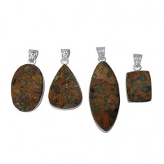 Free Form Jasper Pendant, Sterling Silver