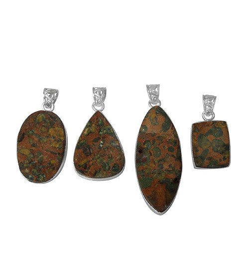 Free Form Jasper Pendant, Sterling Silver