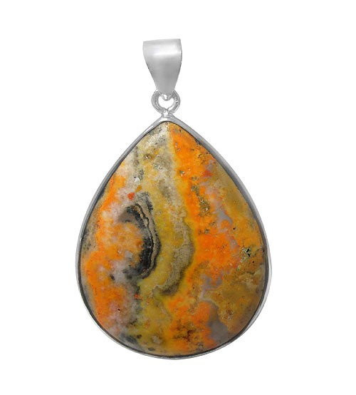 Teardrop Jasper Pendant, Sterling Silver