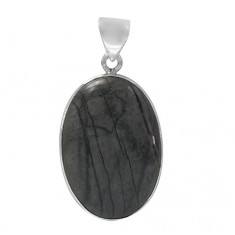 Oval Jasper Pendant, Sterling Silver