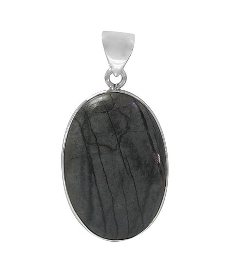 Oval Jasper Pendant, Sterling Silver