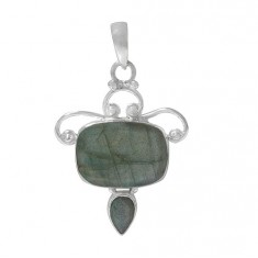 Multi Shape Labradorite Pendant, Sterling Silver