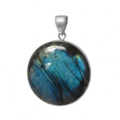 Round Labradorite Pendant, Sterling Silver