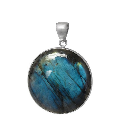 Round Labradorite Pendant, Sterling Silver