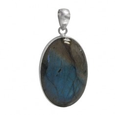 Oval Labradorite Pendant, Sterling Silver