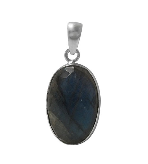 Oval Labradorite Pendant, Sterling Silver