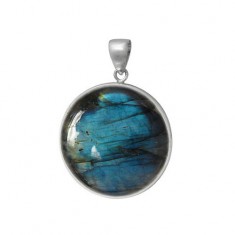 Round Labradorite Pendant, Sterling Silver