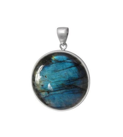 Round Labradorite Pendant, Sterling Silver