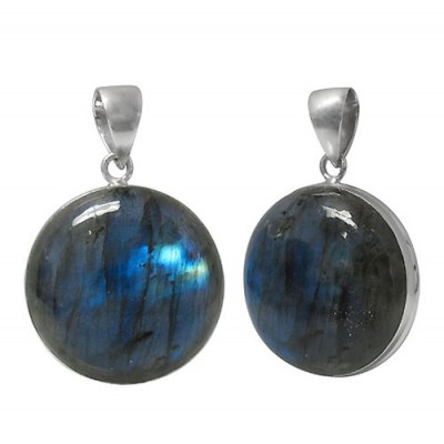 Round Labradorite Pendant, Sterling Silver