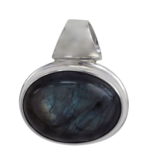 Oval Labradorite Pendant, Sterling Silver