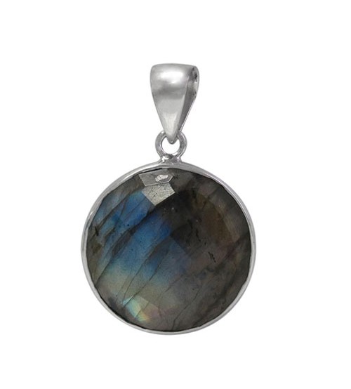 Round Labradorite Pendant, Sterling Silver