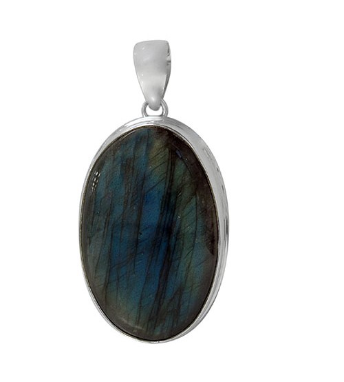 Oval Labradorite Pendant, Sterling Silver