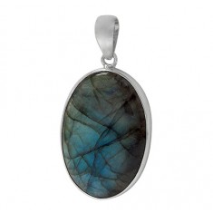 Oval Labradorite Pendant, Sterling Silver