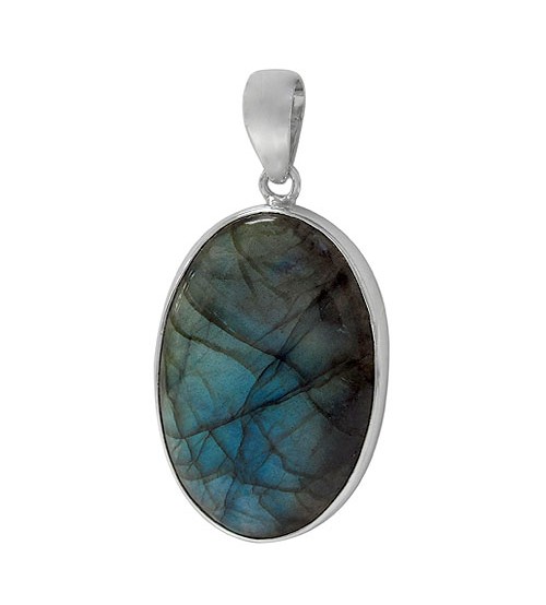 Oval Labradorite Pendant, Sterling Silver