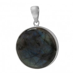 Round Labradorite Pendant, Sterling Silver