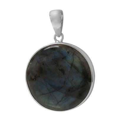 Round Labradorite Pendant, Sterling Silver