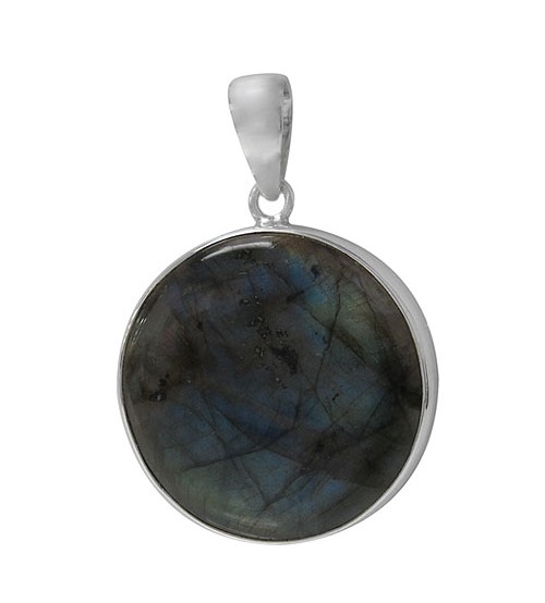 Round Labradorite Pendant, Sterling Silver