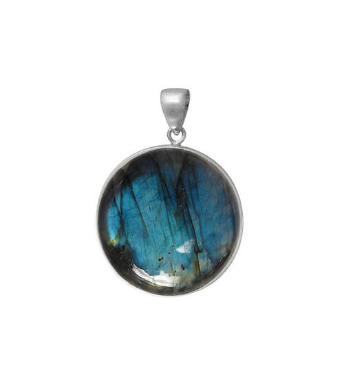 Round Labradorite Pendant, Sterling Silver